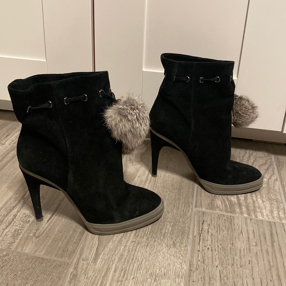 Real suede heeled booties